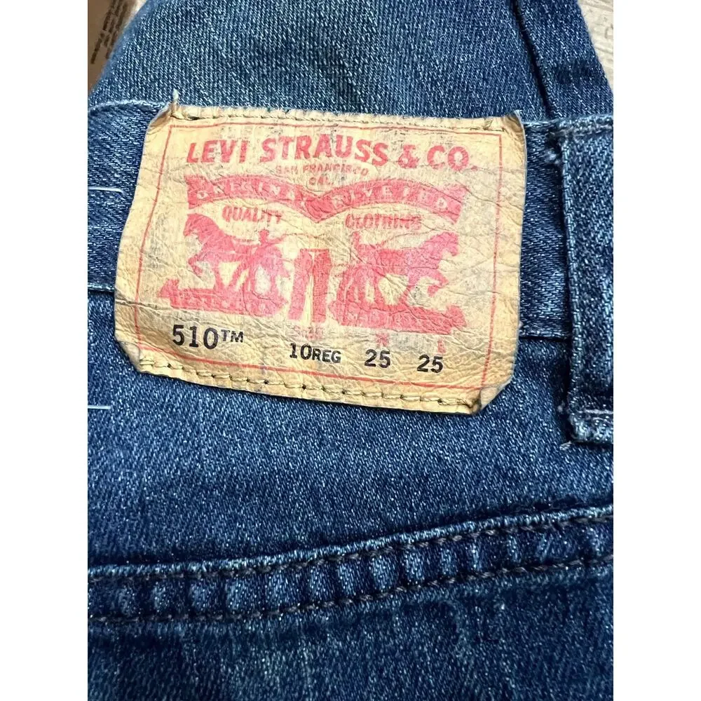 Levi's 510 Slim Fit Jeans W25 L25 Dark Blue 10 Regular Denim Pants (A79)